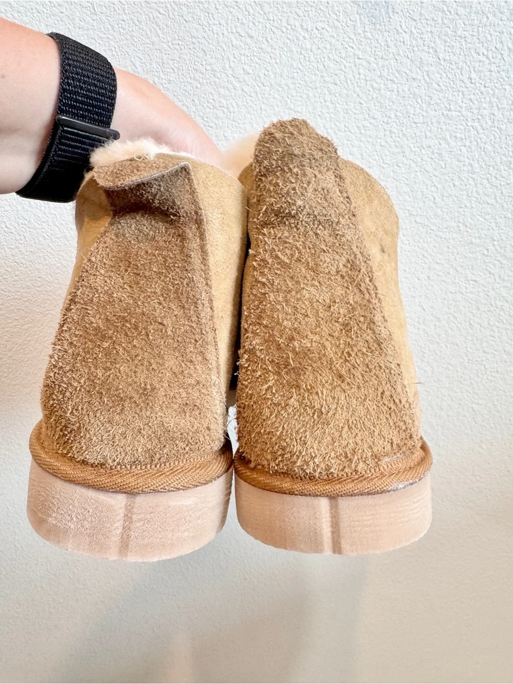 Cozy Cabin Shearling Suede Slippers Australian Sheepskin Booties Mens 12 D06